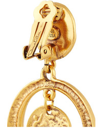 Oscar de la Renta Gold Plated Coin Clip Earrings