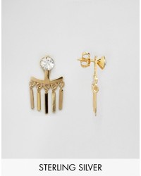 Asos Gold Plated Sterling Silver Crystal Bar Earrings
