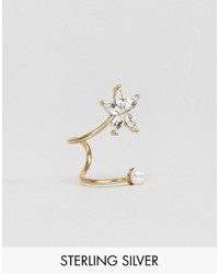 Asos Gold Plated Sterling Silver Flower Ear Cuff