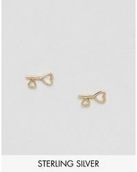 Asos Gold Plated Sterling Silver Heart Key Earrings