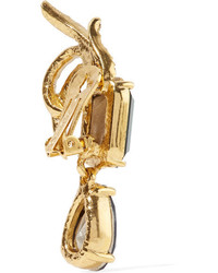 Oscar de la Renta Gold Plated Swarovski Crystal Clip Earrings