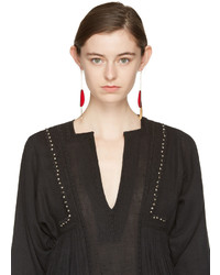 Isabel Marant Gold Red Double Pendant Earrings