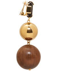 Marni Gold Stone Wood Clip On Earrings