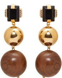 Marni Gold Stone Wood Clip On Earrings