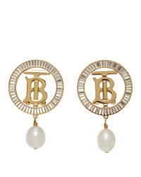 Burberry Gold Tb Pearl Earrings