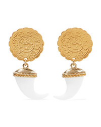 Kenneth Jay Lane Gold Tone And Faux Horn Earrings