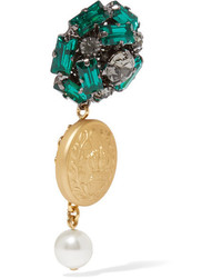 Dolce & Gabbana Gold Tone Crystal And Faux Pearl Clip Earrings