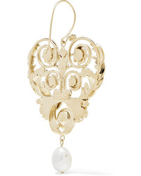 Etro Gold Tone Crystal And Faux Pearl Earrings