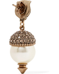 Gucci Gold Tone Faux Pearl And Crystal Earrings