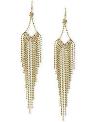 Steve Madden Gold Tone Graduated Fringe And Crystal Accent Chandelier Earrings