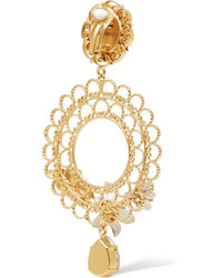 Dolce & Gabbana Gold Tone Swarovski Crystal And Enamel Clip Earrings