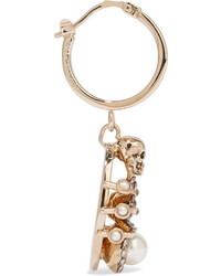 Alexander McQueen Gold Tone Swarovski Crystal And Faux Pearl Earrings