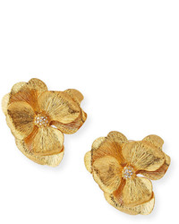 Kenneth Jay Lane Golden Flower Clip On Earrings