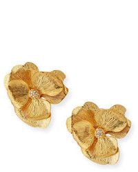 Kenneth Jay Lane Golden Flower Clip On Earrings