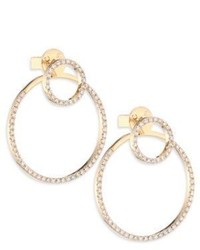 Ef Collection Halo Diamond 14k Yellow Gold Ear Jackets