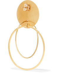 Annie Costello Brown Halo Gold Tone Earrings