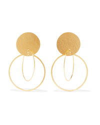 Annie Costello Brown Halo Gold Tone Earrings