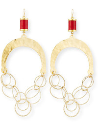 Devon Leigh Hammered Chain Coral Chandelier Earrings