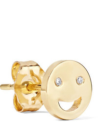 Alison Lou Happy 14 Karat Gold Diamond Earring One Size