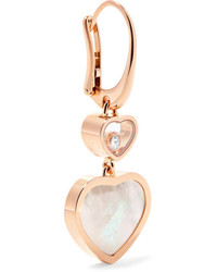 Chopard Happy Hearts 18 Karat Gold Diamond And Mother Of Pearl Earrings