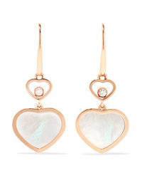 Chopard Happy Hearts 18 Karat Gold Diamond And Mother Of Pearl Earrings