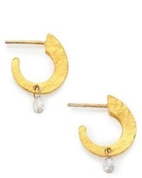 Gurhan Hoopla Diamond 24k Yellow Gold Dew Huggie Hoop Earrings055