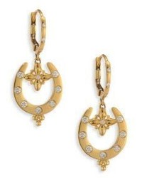Temple St. Clair Horseshoe Diamond 18k Yellow Gold Drop Earrings