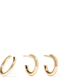 Jennifer Fisher Huggie Gold Plated Hoop Earrings And Cuff Set