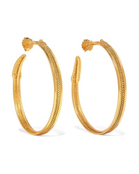 Mallarino Jazmin Gold Tone Emerald Hoop Earrings