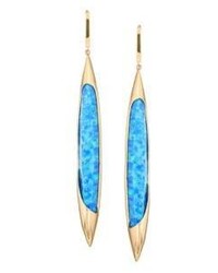 Lana Jewelry Electrifying Dagger Opal Hematite Doublet 14k Yellow Gold Drop Earrings