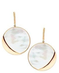 Lana Jewelry Large Satin Mother Of Pearl 14k Yellow Gold Disc Earrings
