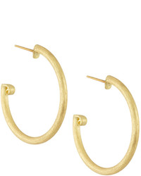 Jude Frances Judefrances Jewelry Medium 18k Brushed Gold Hoop Earrings