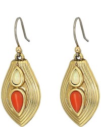 Lucky Brand Leather And Coral Earrings Earring