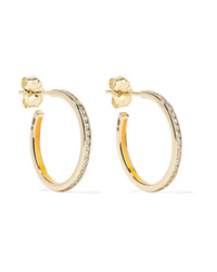 Alison Lou Linear 14 Karat Gold Enamel And Diamond Hoop Earrings