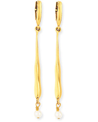 Oscar de la Renta Linear Glass Pearl Drop Earrings