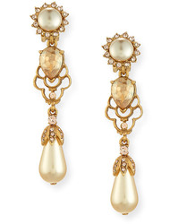 Oscar de la Renta Linear Pearly Drop Earrings