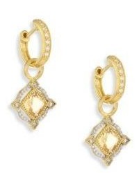 Jude Frances Lisse Diamond Champagne Citrine 18k Yellow Gold Halo Earring Charms