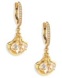 Temple St. Clair Lotus Diamond Royal Blue Moonstone Drop Earrings