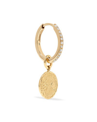 Anissa Kermiche Louise Dor Coin 18 Karat Gold Diamond Hoop Earring