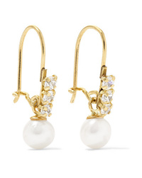 LOREN STEWART Lucille 14 Karat Gold Cubic Zirconia And Pearl Earrings