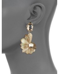 Alexis Bittar Lucite Crystal Shell Clip On Earrings