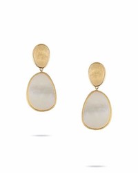 Marco Bicego Lunaria Small Mother Of Pearl Drop Earrings In 18k Gold