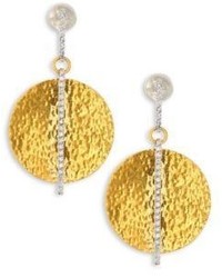 Gurhan Lush Diamond 24k Yellow Gold 18k White Gold Drop Earrings
