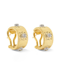 Buccellati Macri Classica 18 Karat Gold Diamond Hoop Earrings
