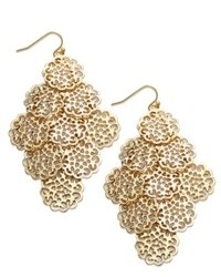 Macy's Sequin Earrings Gold Tone Circle Filigree Chandelier Earrings