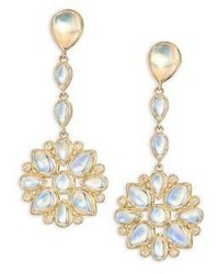 Temple St. Clair Mandala Royal Blue Moonstone Diamond 18k Yellow Gold Drop Earrings