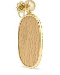 Silvia Furmanovich Marquetry 18 Karat Gold Wood Diamond And Pearl Earrings