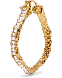 Pacharee Medium Gold Plated Pearl Hoop Earrings