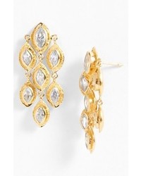 Melinda Maria Gwyneth Chandelier Earrings Gold White