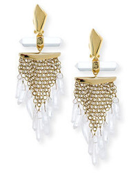 Alexis Bittar Mesh Wire Clip Earrings With Dangling Rock Crystals